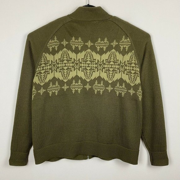 VTG Nike ACG Mens XL Wool Blend Full Zip Sweater Green Aztec Fair Isle - Picture 6 of 9